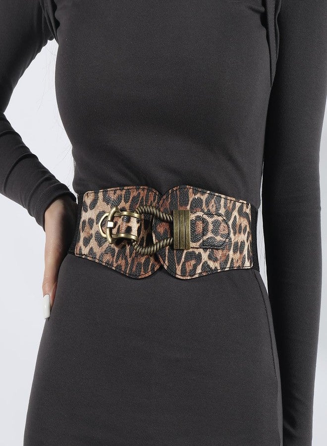 Mawjom Women Vintage Stretch Elastic Belt with Copper Buckle Wide Waist for Dress Coats 29"-34" - Image 3